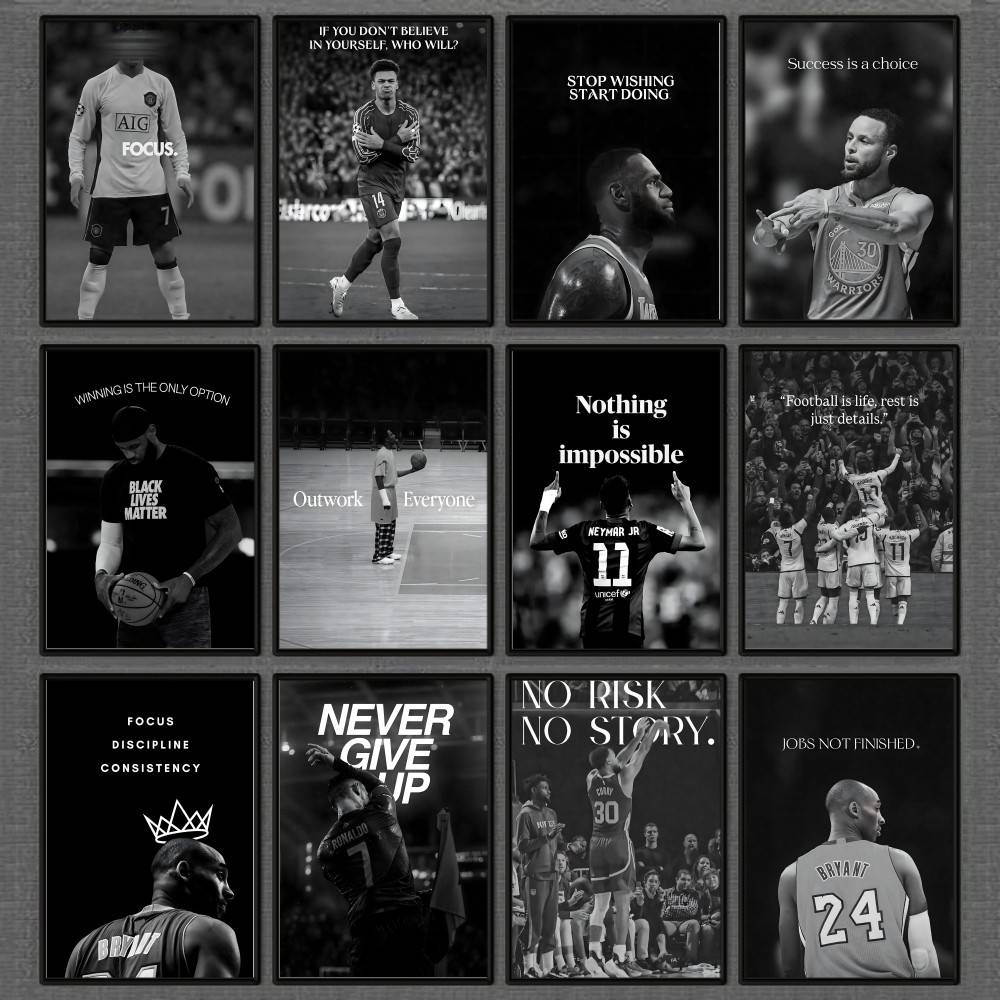 Sports Equipment Poster - Athlete Inspirational Quotation Poster Home Gym