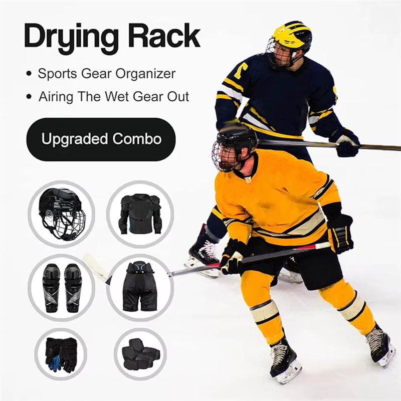 Sports Equipment Drying Rack - A89E-Hockey Gear Organizer With 5 Hooks