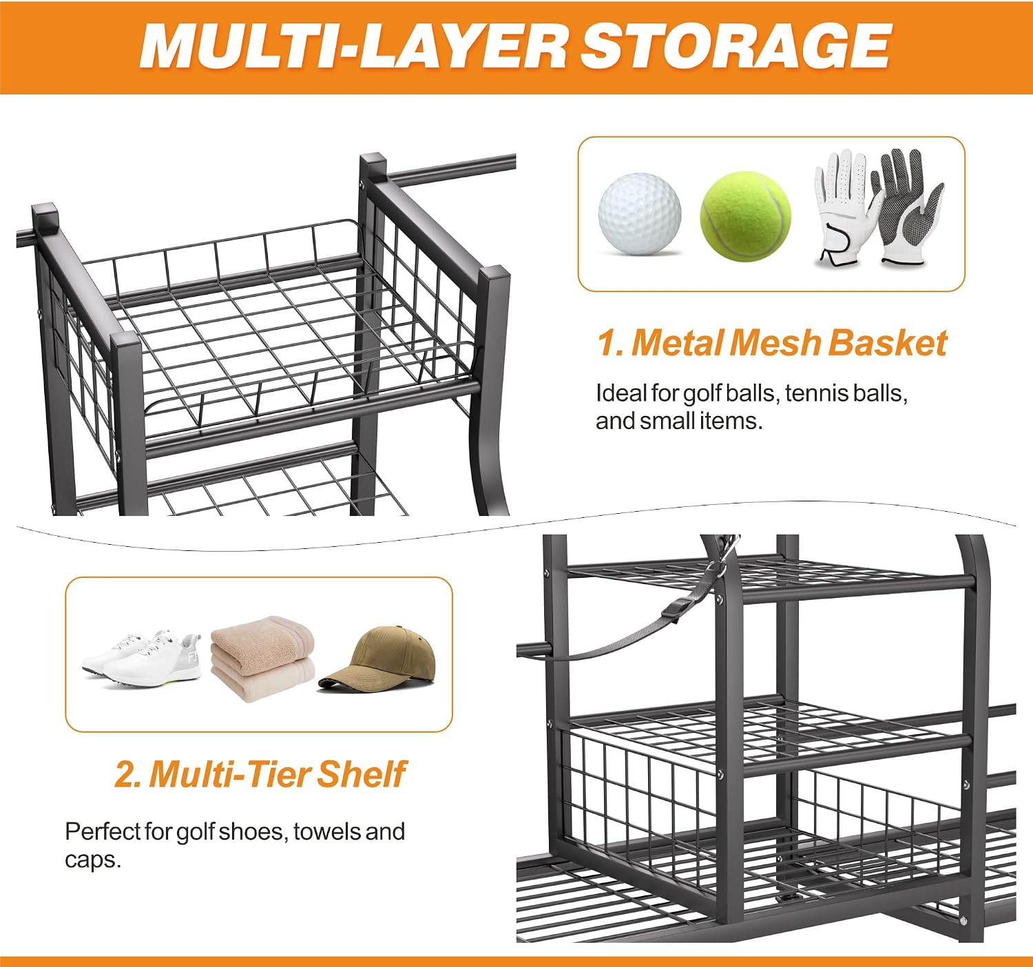 Golf Bag Storage Rack Organize - Sports Equipment Garage Storage 评论和价格