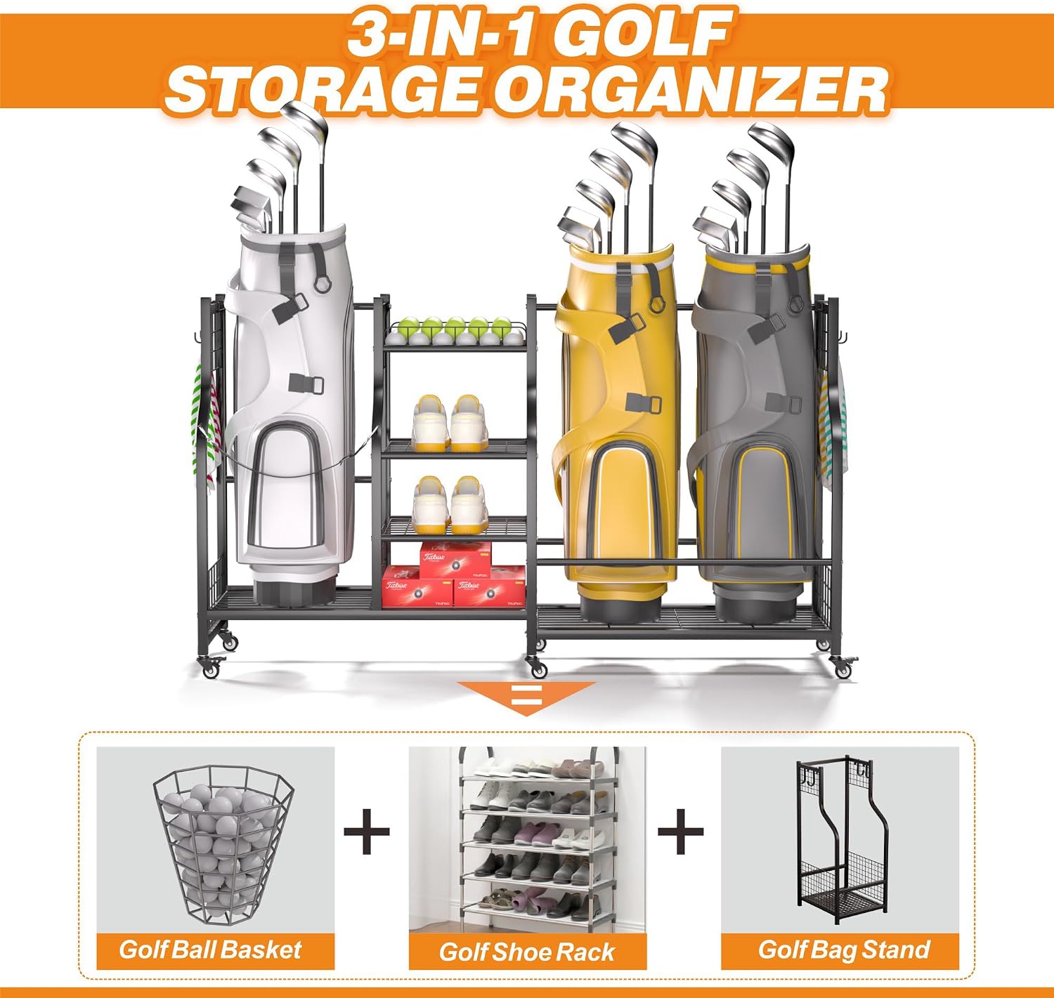 Golf Bag Storage Rack Organize - Sports Equipment Garage Storage 评论和价格