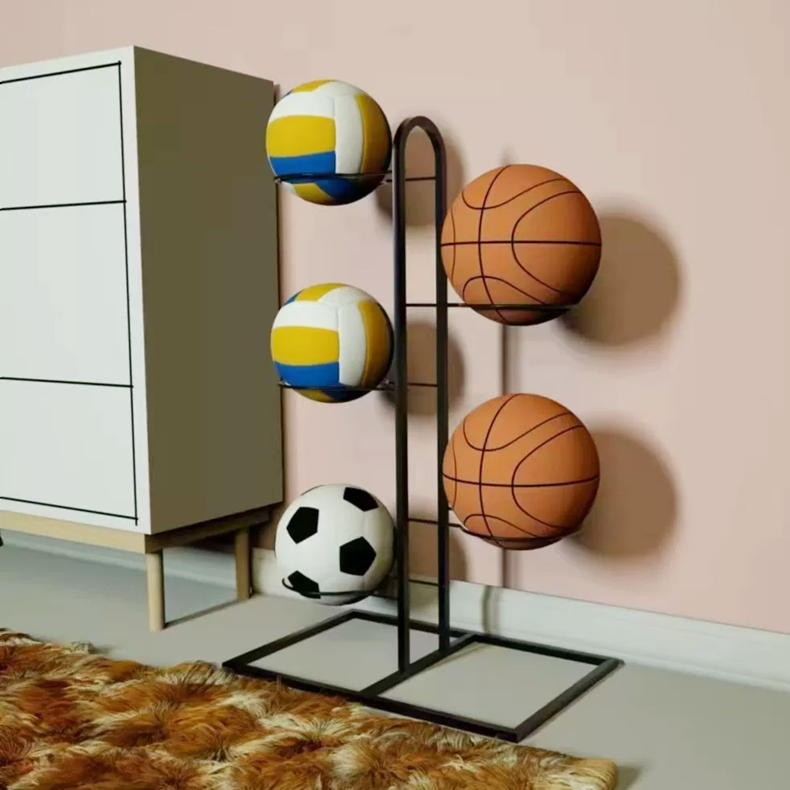 Foldable Basketball Rack Multi - Sports Equipment Garage Storage 评论和价格